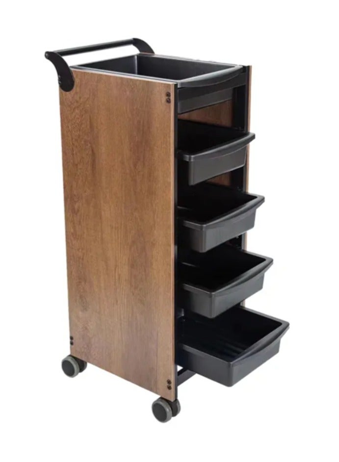 Rolling Wooden Salon Storage Trolley Cart 5 Drawers Wooden Design Mobile Hairdressing Equipment Organizer - Image 1