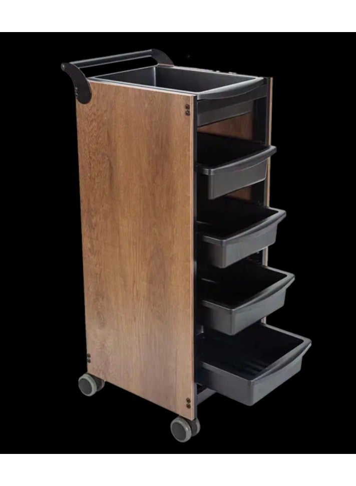 Rolling Wooden Salon Storage Trolley Cart 5 Drawers Wooden Design Mobile Hairdressing Equipment Organizer - Image 3
