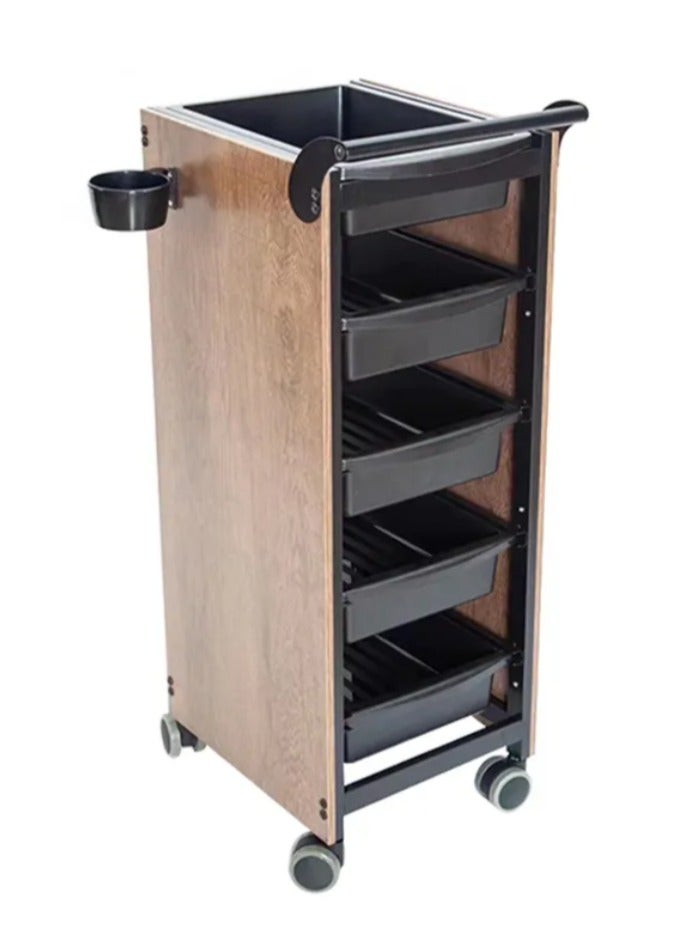 Rolling Wooden Salon Storage Trolley Cart 5 Drawers Wooden Design Mobile Hairdressing Equipment Organizer - Image 4