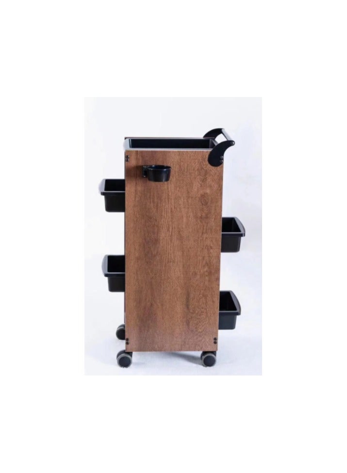 Rolling Wooden Salon Storage Trolley Cart 5 Drawers Wooden Design Mobile Hairdressing Equipment Organizer - Image 5