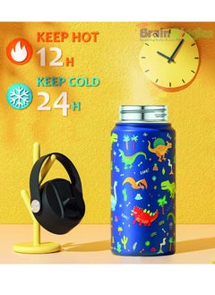 BrainGiggles Kids Insulated Water Bottle with Straw & Handle - 350ML BPA-FREE Stainless Steel Travel Tumbler Double Wall Vacuum Leak Proof Kids Cup Metal Thermos Flask for School Boys Girls - Dinosaur - pzsku/Z888A95695A4073CDB917Z/45/_/1739361898/a00ad652-07d3-4a9c-aed7-760943ab8d74