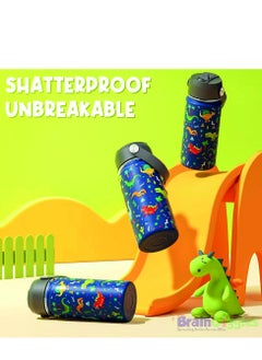 BrainGiggles Kids Insulated Water Bottle with Straw & Handle - 350ML BPA-FREE Stainless Steel Travel Tumbler Double Wall Vacuum Leak Proof Kids Cup Metal Thermos Flask for School Boys Girls - Dinosaur - pzsku/Z888A95695A4073CDB917Z/45/_/1739362546/a5ee7a05-37fa-41e3-a391-495b33ca4bf7