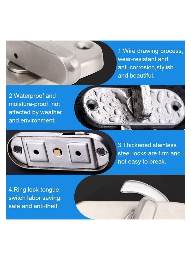 Stainless Steel Sliding Door Lock, 90 Degree Flip Latch Cam Lock, Curved Door Buckle Sliding Barn Door Lock, Moving Door Right Angle Buckle for Wooden Doors, Barn Doors, Sliding Door 