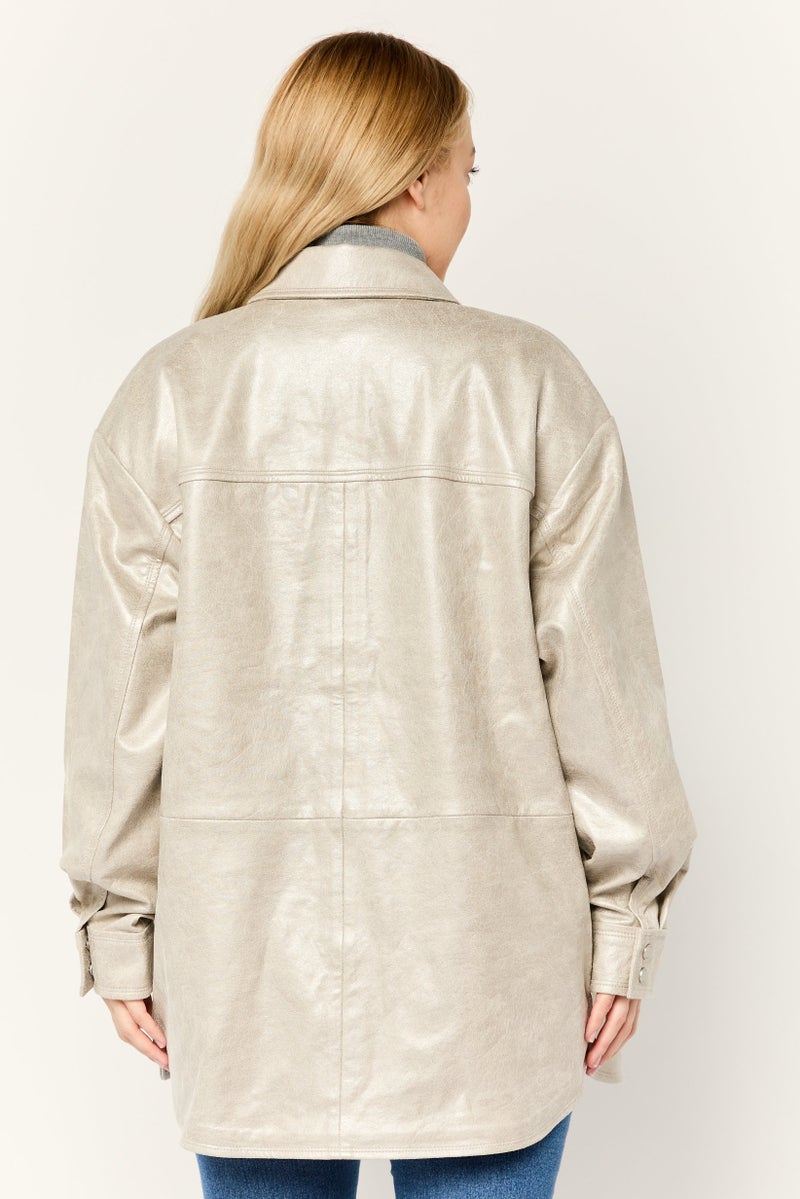 ESPRIT Women Solid Jacket Shirt, Grey - Image 2