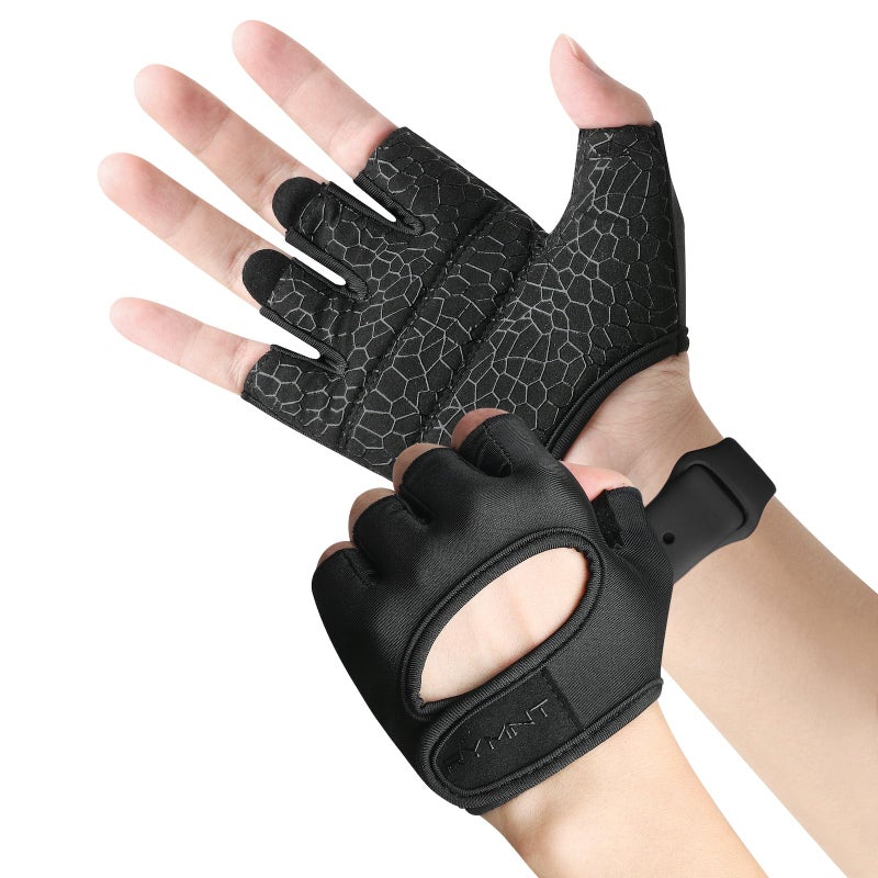 RYMNT Minimal Weight Lifting Gloves,Short Micro Workout Gloves Grip Pads with Full Palm Protection & Extra Grip for Men Women Weightlifting,Gym,Exercise Training.BK-Medium - Image 2