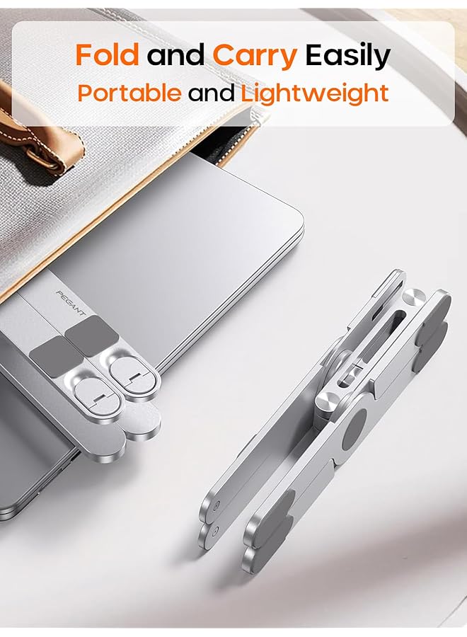 PEGANT Rotating Foldable Laptop Stand For Desk 360° Adjustable Ergonomic Portable Aluminum 10 17 Inch Laptop Organizer Lightweight Notebook Holder For Home Office Travel Compatible With Macbook Dell Hp - Image 4