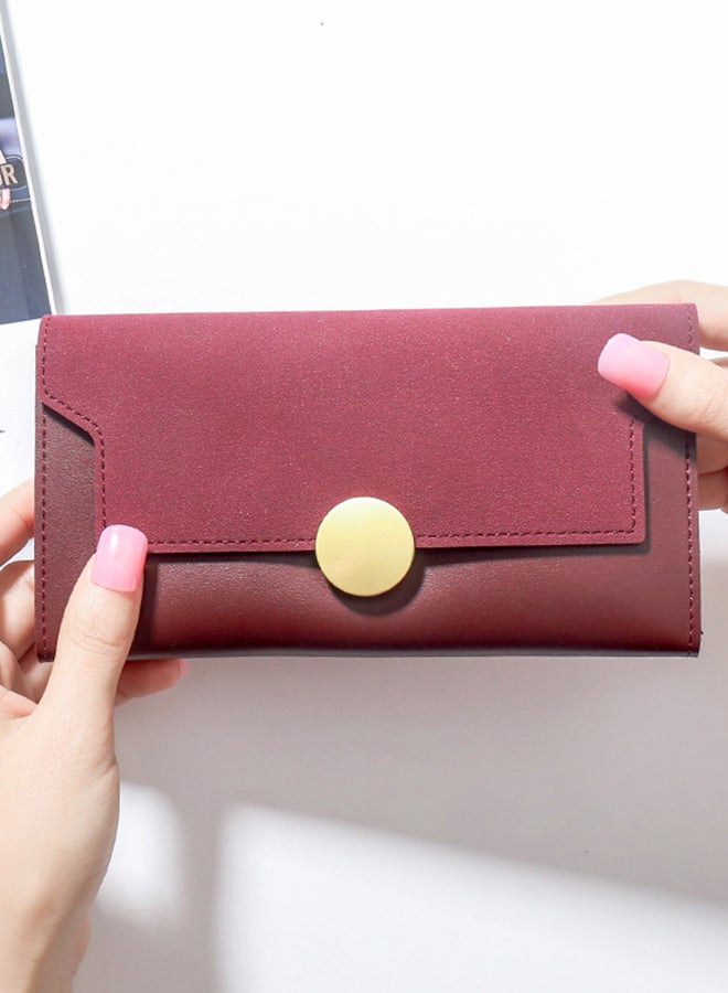 Sharpdo Casual Frosted Long Wallet Ladies Fashion Clutch for Women Card Holder Money Bag,Red18*9.5*2cm - Image 2