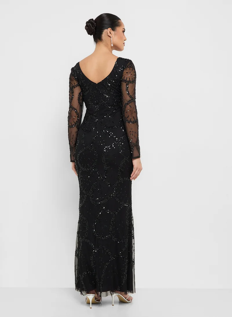 Namshi x Sweetheart Neckline Embellished Evening Dress