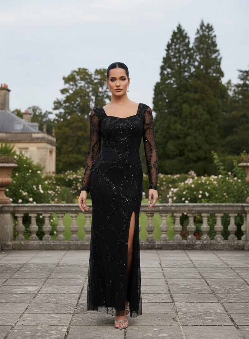 Namshi x Sweetheart Neckline Embellished Evening Dress