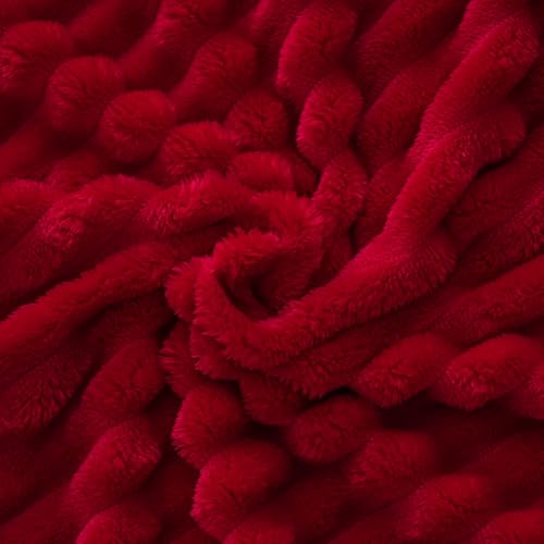 Linecooo Valentines Day Decorations Red Fleece Throw Blanket 50”×60” for Couch Sofa Bed,Super Soft Cozy Plush Microfiber Flannel Blanket with Stripes Design Lightweight for Adults,Woman,Girls Gifts - Image 4