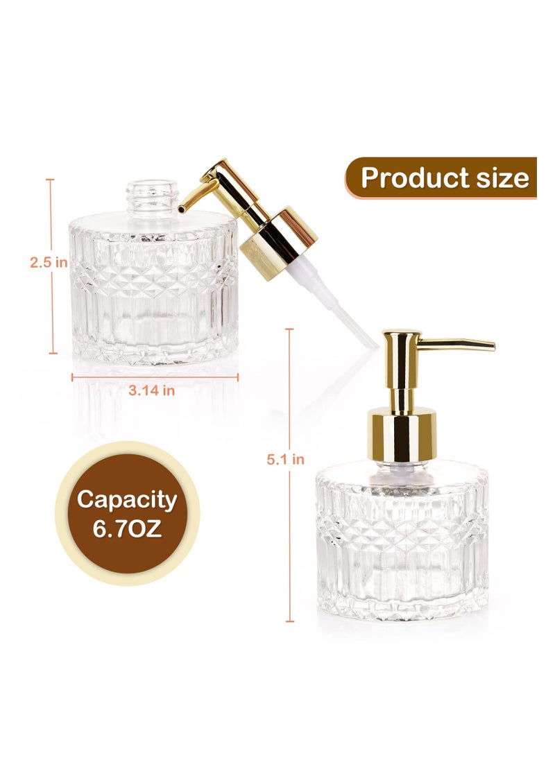SYOSI Glass Soap Dispenser, Hand Soap Dispenser, Soap Dispenser Bathroom with Telescoping Funnel for Kitchen Dish Soap, Hand Soap, Essential Oil & Lotion (Round Gold)  - Image 2