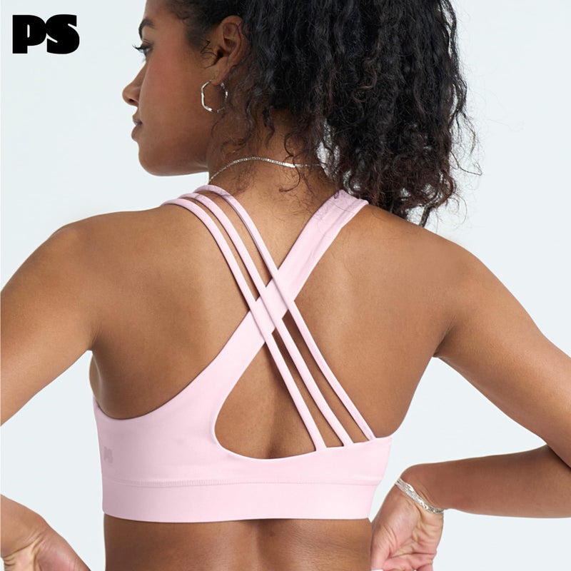 POPSUGAR Sports Bra for Women, Criss-Cross Back Padded Strappy Yoga Bra Workout Tops with Medium Support and Removable Cups Blossom, Large - Image 3