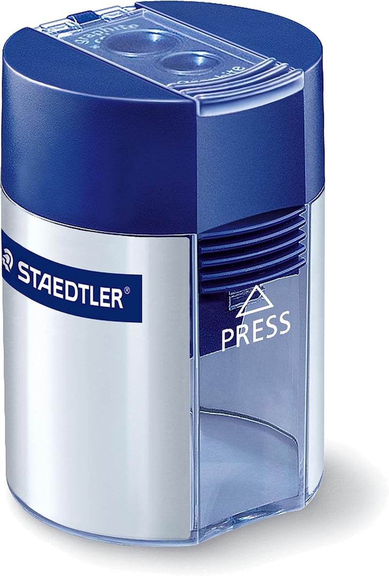 STAEDTLER Double Hole Pencil Sharpener - Metal, Blue, for Standard & Jumbo Pencils - Image 4