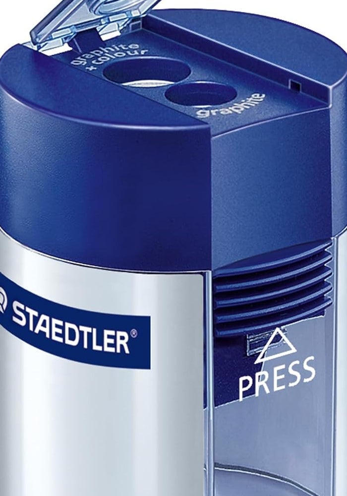 STAEDTLER Double Hole Pencil Sharpener - Metal, Blue, for Standard & Jumbo Pencils - Image 2