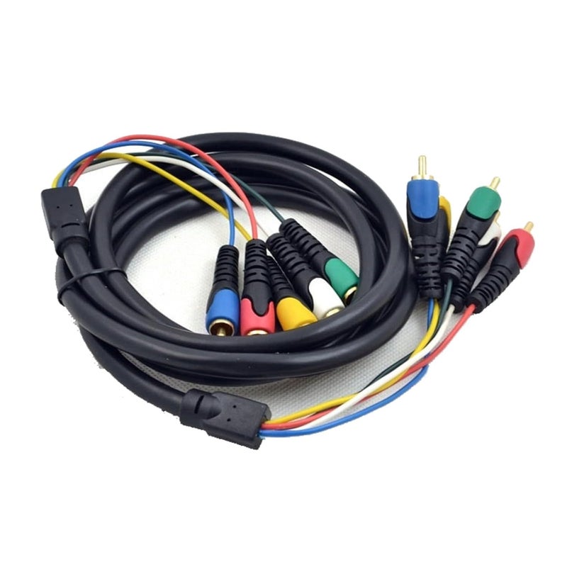كابل 5RCA ذكر إلى ذكر بطول 1.8 متر، كابل PVC مضاد للتداخل لاتصال الصوت والفيديو، حبل تمديد الصوت والفيديو - Image 1