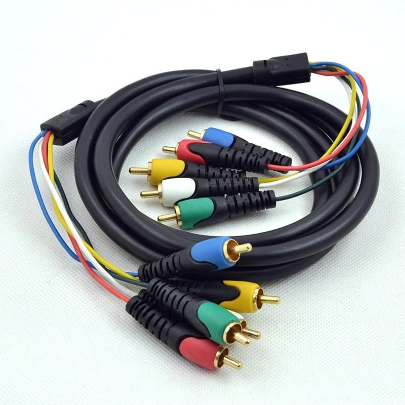 كابل 5RCA ذكر إلى ذكر بطول 1.8 متر، كابل PVC مضاد للتداخل لاتصال الصوت والفيديو، حبل تمديد الصوت والفيديو - Image 3