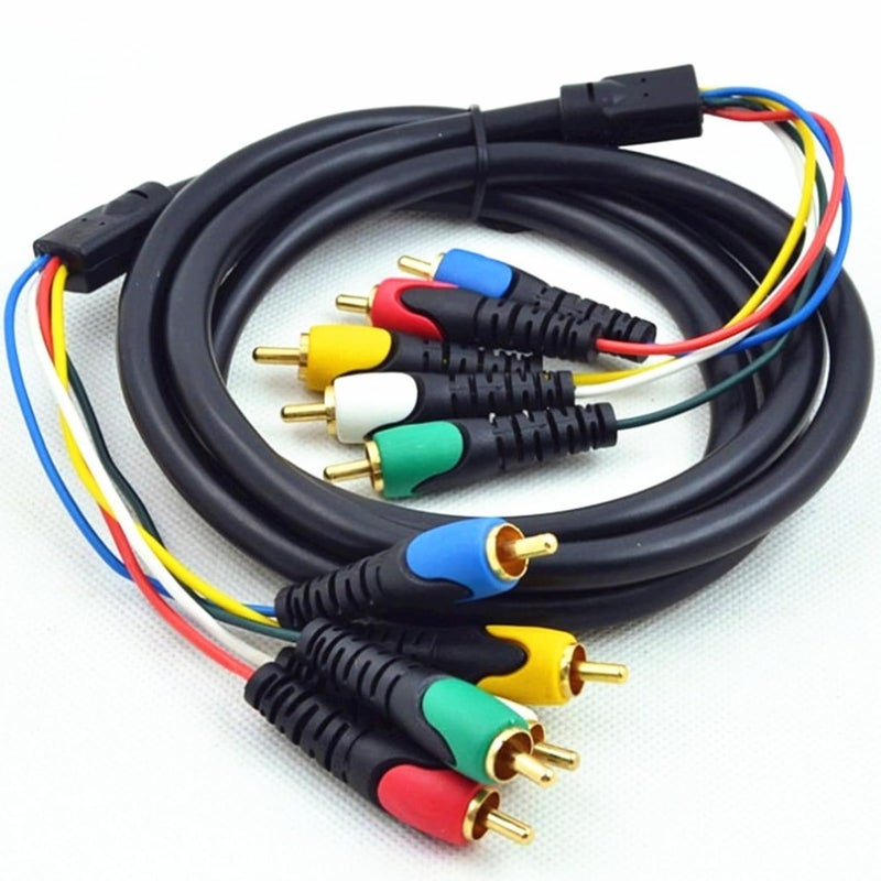 كابل 5RCA ذكر إلى ذكر بطول 1.8 متر، كابل PVC مضاد للتداخل لاتصال الصوت والفيديو، حبل تمديد الصوت والفيديو - Image 5