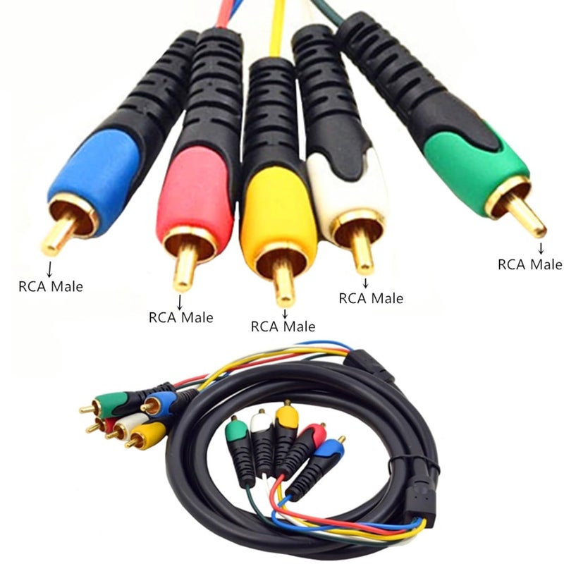 كابل 5RCA ذكر إلى ذكر بطول 1.8 متر، كابل PVC مضاد للتداخل لاتصال الصوت والفيديو، حبل تمديد الصوت والفيديو - Image 2