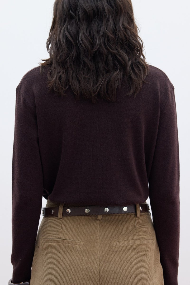 Manuka Soft Texture Knitted Cardigan Bitter Coffee  - Image 4
