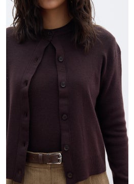 Manuka Soft Texture Knitted Cardigan Bitter Coffee  - Image 3