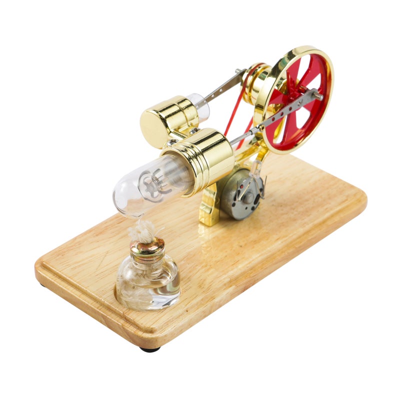 Stirling Engine Kit Electricity Generator Hot Air Motor Model Physical Generator Model with LED Light Flywheel Design Science Experiment Wooden Base DIY Education Toy for Teacher Adults Kids School - Image 1