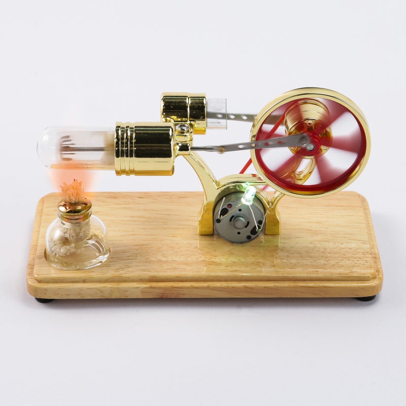 Stirling Engine Kit Electricity Generator Hot Air Motor Model Physical Generator Model with LED Light Flywheel Design Science Experiment Wooden Base DIY Education Toy for Teacher Adults Kids School - Image 5