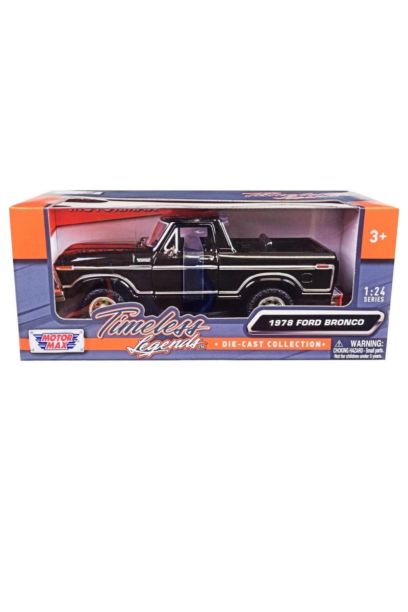 MOTORMAX 1978 Ford Bronco Custom Black Timeless Legends Series 1/24 Diecast