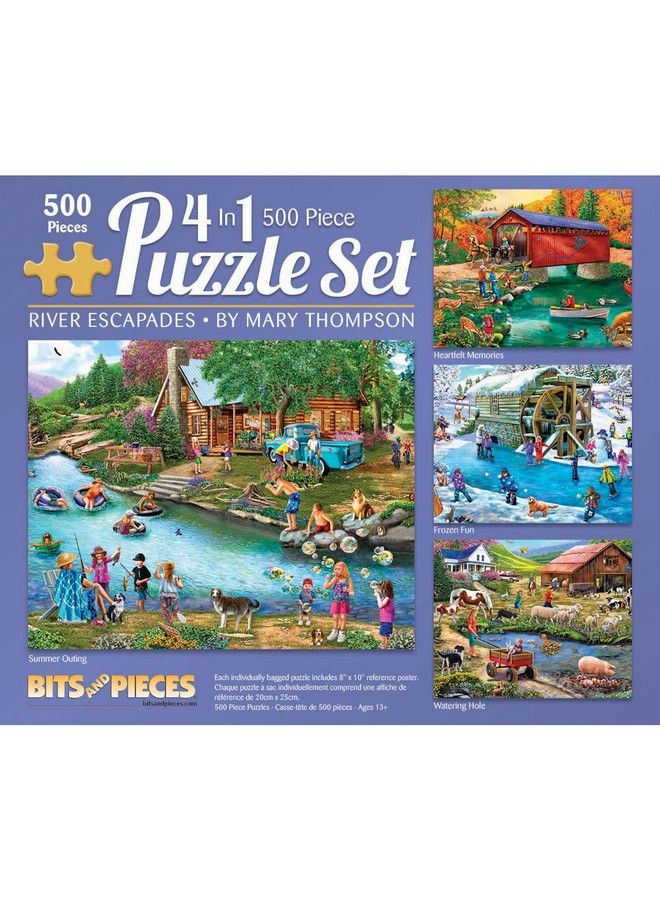 Bits and Pieces 4 In 1 Multi Pack 500 Piece Jigsaw Puzzles For Adults 500 Pc Large Piece Puzzle Set Bundle By Artist Mary Thompson 16" X 20" - Image 2