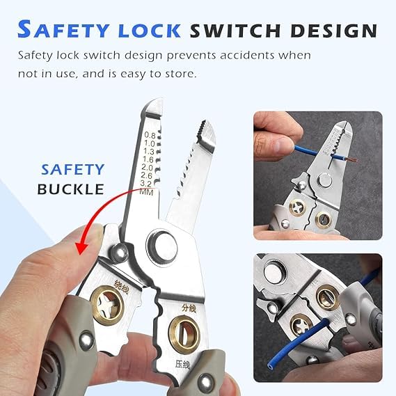 Calyrex Multifunctional Wire Stripper Tool 6 in 1 MultiFunctional Wire Splitting Pliers Electrical Stripping Tool for Electric Cable Stripping Cutting Cable Stripper and Crimping Tools - Image 5