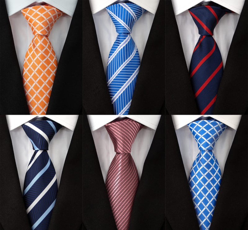Adulove Men's Necktie Classic Silk Tie Woven Jacquard Neck Ties 6 PCS - Image 1