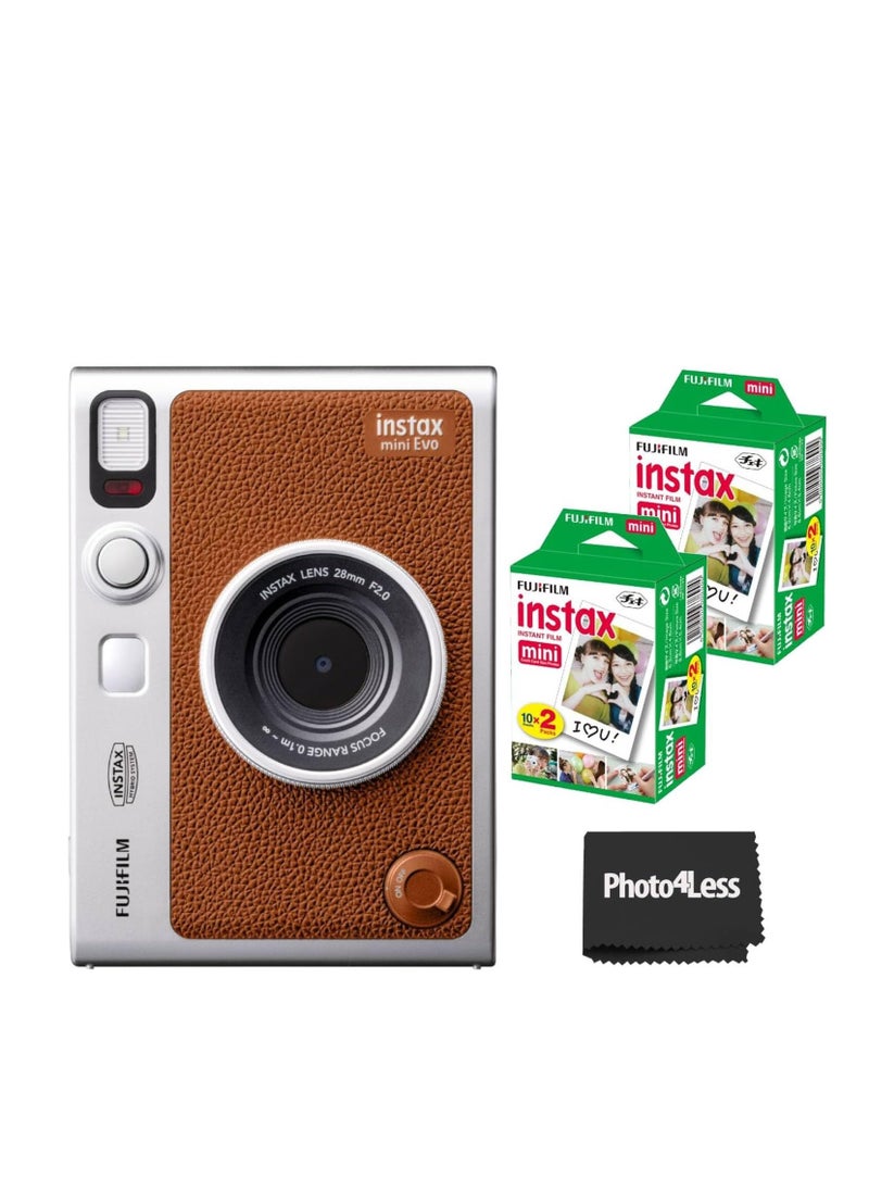 Fujifilm Instax Mini EVO Hybrid Brown Instant Camera + Fuji Mini Twin Pack Instant Film (40 Sheets) - Bundle - pzsku/Z888B0D457AF126E9EE4DZ/45/_/1740662158/5b4b274a-e08e-4b13-a706-8df2a9ee9fb0