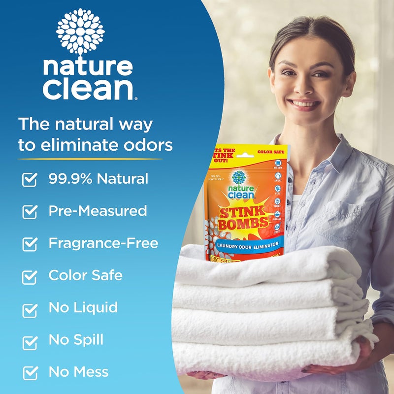Nature Clean Stink Bomb Odor Remover Pacs for Laundry, 10 Count - Image 3
