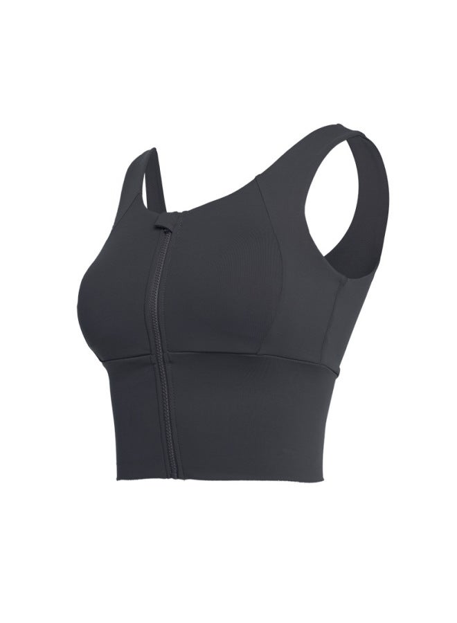 Sports Bra For Women, Summer Shockproof Running Front Zipper Bra With Cups, Outer Wear Yoga Vest With Chest Pads