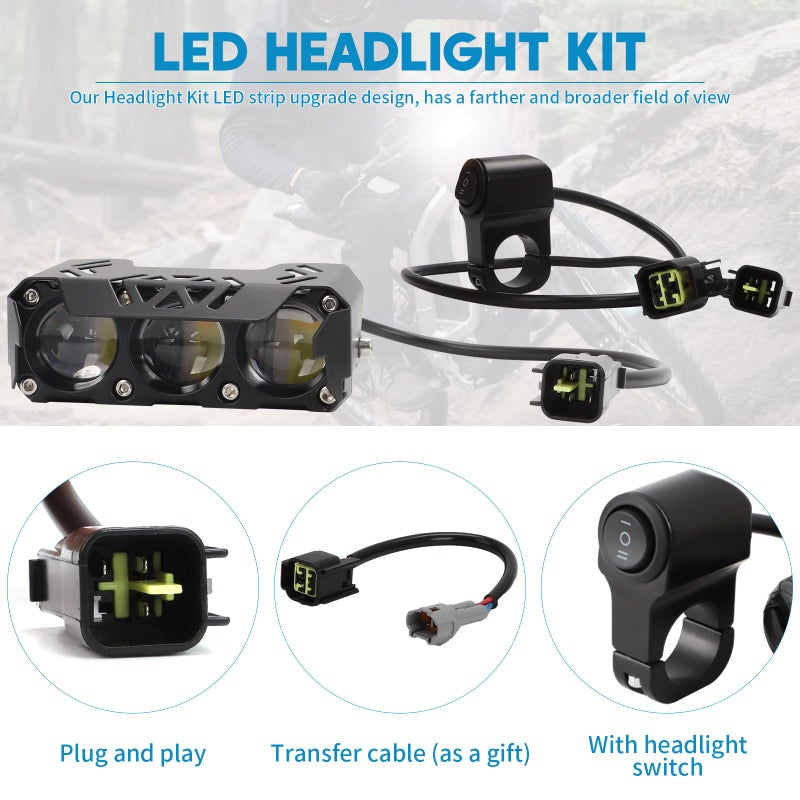 Alpha Rider LED Headlight Kit for Talaria Sting R MX4/Sur-Ron Segway X260 Easy Plug and Play High Transmittance Front Headlamp with Switch High Brightness with Headlight Switch - Image 4