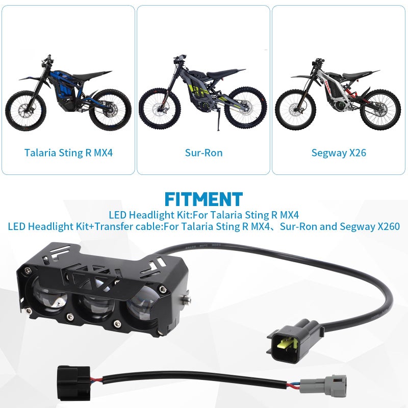Alpha Rider LED Headlight Kit for Talaria Sting R MX4/Sur-Ron Segway X260 Easy Plug and Play High Transmittance Front Headlamp with Switch High Brightness with Headlight Switch - Image 3