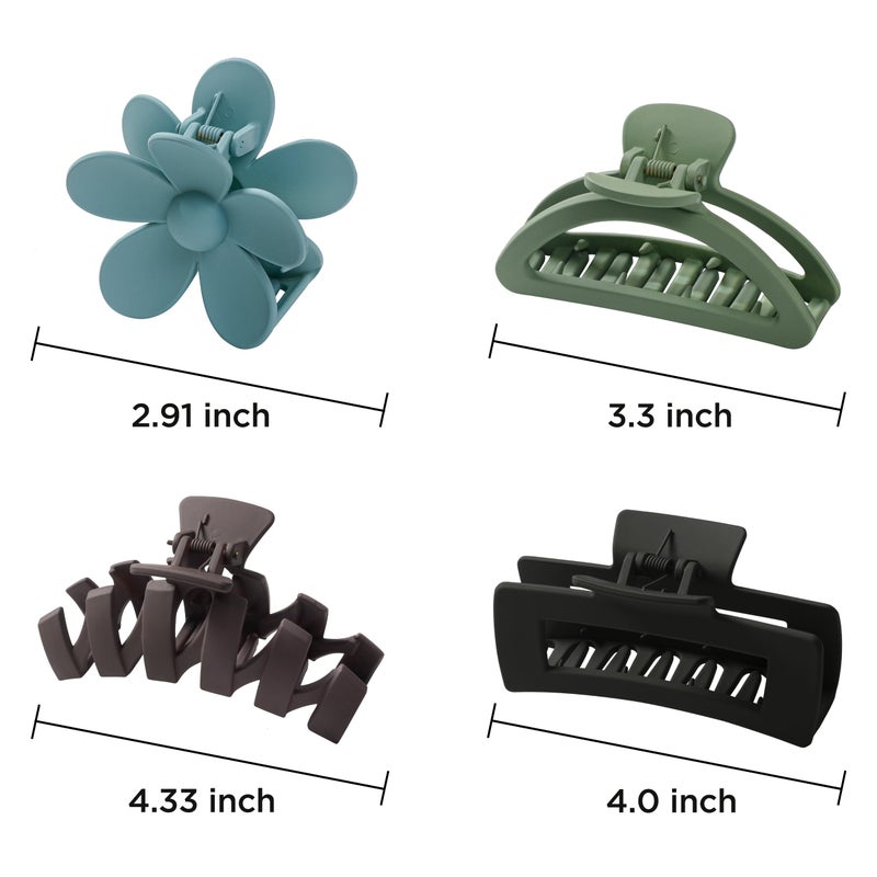 Sunolga 8PCS Hair Clips for Women, Flower Claw Clips for Thick Hair, Non-Slip Hair Accessories with Multi-Styles, Neutral Colors Variety Pack - Image 2