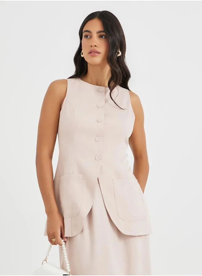 ستايلي Styli Buttoned Longline Waistcoat