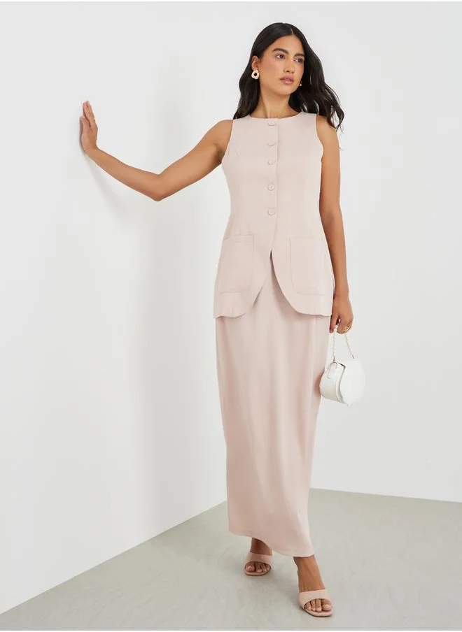 ستايلي Styli Buttoned Longline Waistcoat