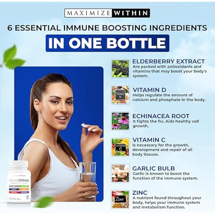 Maximum Slim Powerful 6-in-1 Immune Support Supplement with Zinc, Vitamin C, Elderberry, Vitamin D, Echinacea, & Garlic, 60 Count - Image 5