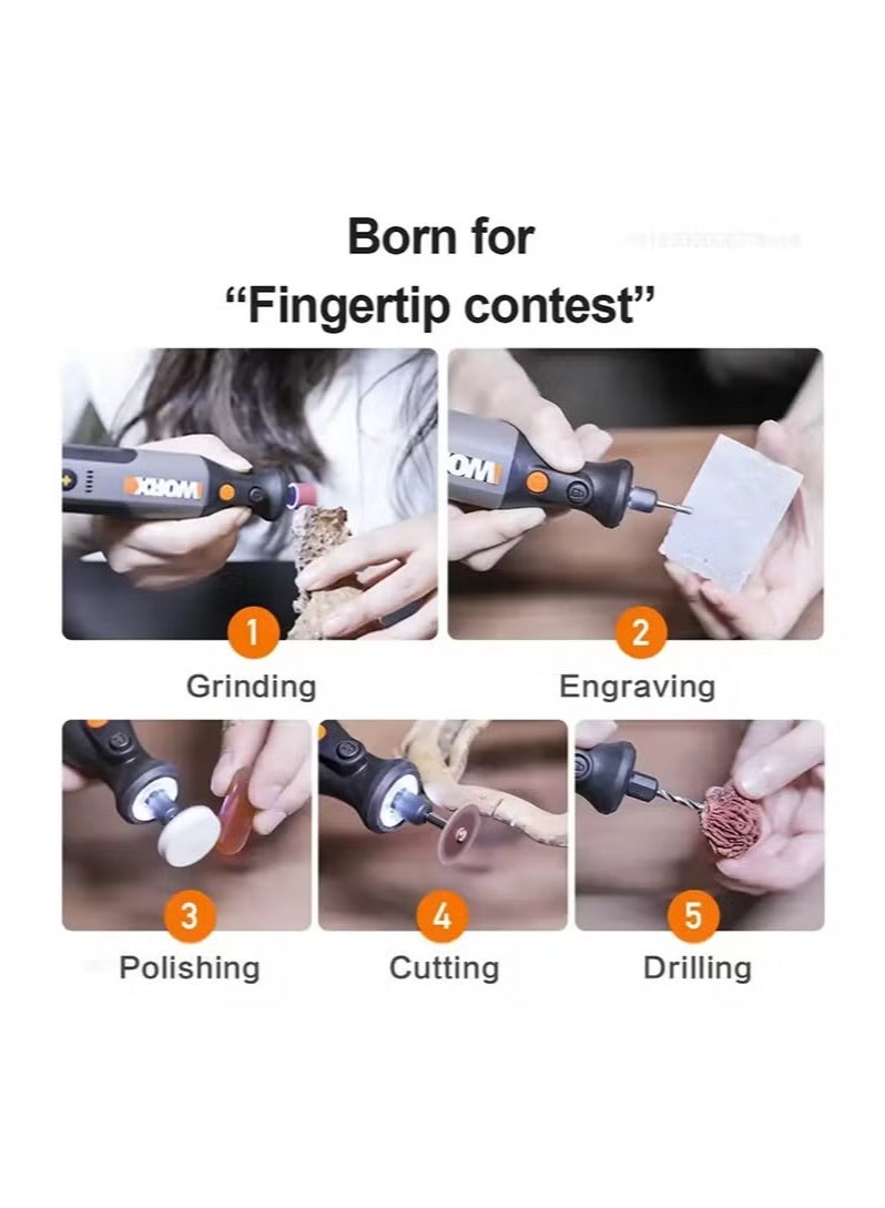Worx WX106 Rotary Tool 8V Cordless Mini Drill Engraving Grinding Polishing Machine USB Charger Variable Speed Power Tools Set - Image 4