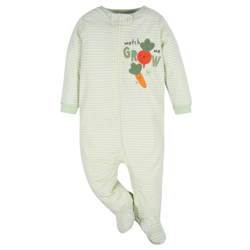 Gerber Unisex Baby 4 Pack 'N Play Footie And Toddler Sleepers, Happy Veggies, Preemie US - Image 2