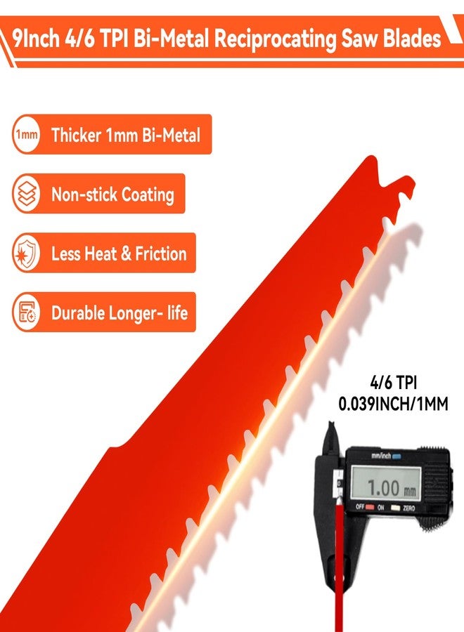 ALEXEX 10 Pack 9 Inch 4/6 Tpi Reciprocating Saw Blades for Wood and Nail-Embedded Wood Cutting - Image 3