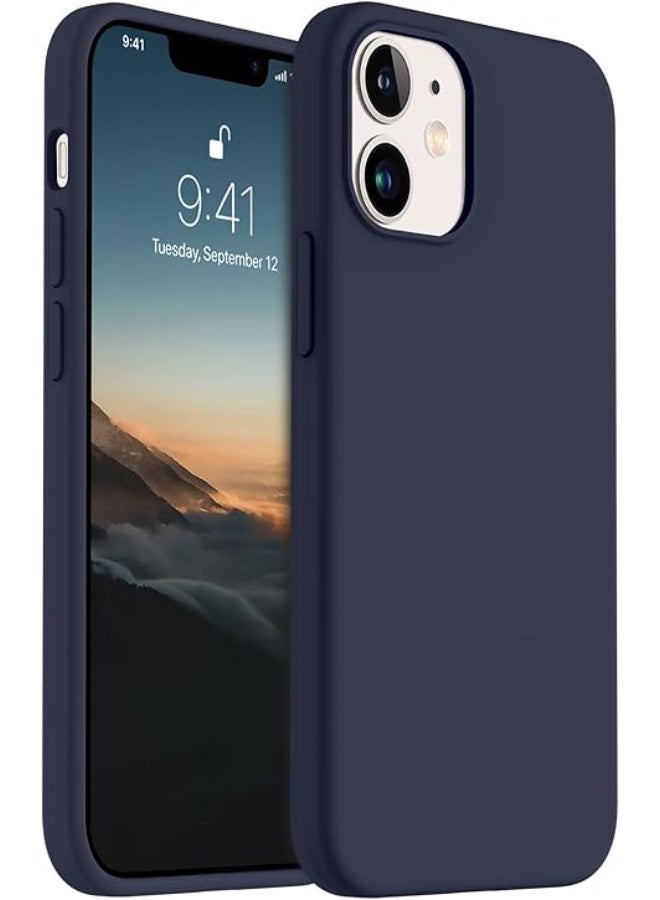 Compatible with iPhone 12 Case, Compatible with iPhone 12 Pro Case, Slim Liquid Silicone 3 Layers Full Covered Soft Gel Rubber Phone Case Cover 6.1 inch- Midnight Blue
