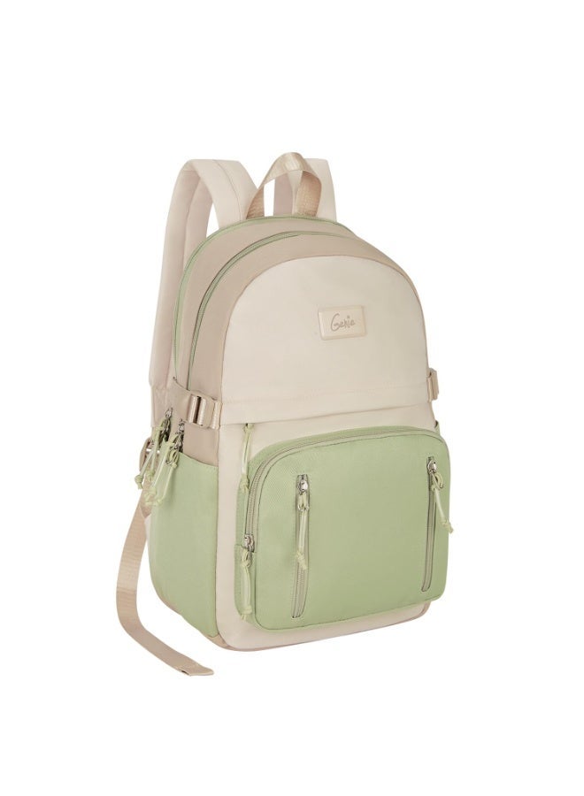 Genie Lit Casual Backpack For Girls|17 Inch-18 Litres With laptop Compartment, Back pocket, Side Pockets with Padded Shoulders|Best for Laptop, Books, Water Bottles, Stationery & all Essentials-Olive - Image 3