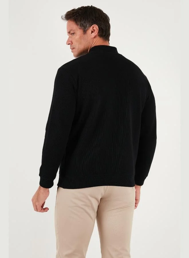 Buratti  Buratti Cotton Relaxed Fit Half Zippered Crew Neck Knitted Sweat Men's SWEAT 5901076 for Men | Best Price UAE