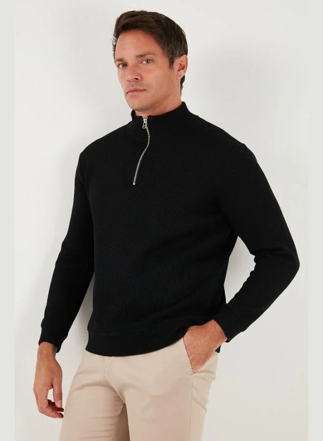 Buratti  Buratti Cotton Relaxed Fit Half Zippered Crew Neck Knitted Sweat Men's SWEAT 5901076 for Men | Best Price UAE