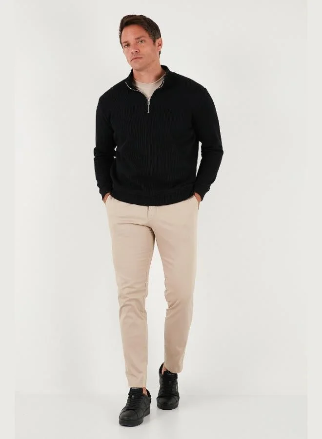 Buratti  Buratti Cotton Relaxed Fit Half Zippered Crew Neck Knitted Sweat Men's SWEAT 5901076 for Men | Best Price UAE