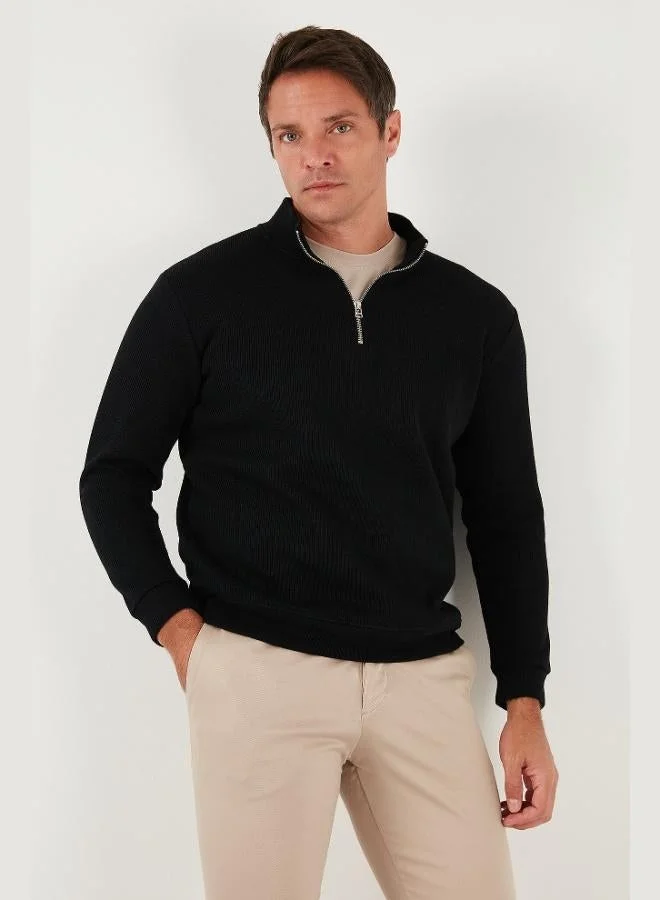 Buratti  Buratti Cotton Relaxed Fit Half Zippered Crew Neck Knitted Sweat Men's SWEAT 5901076 for Men | Best Price UAE