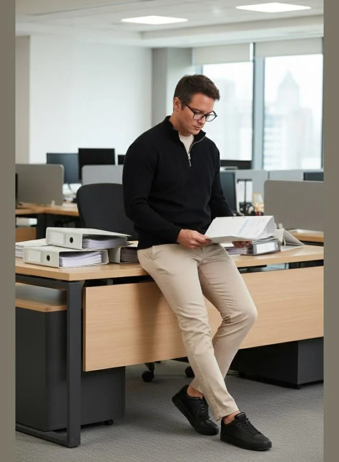 Buratti  Buratti Cotton Relaxed Fit Half Zippered Crew Neck Knitted Sweat Men's SWEAT 5901076 for Men | Best Price UAE