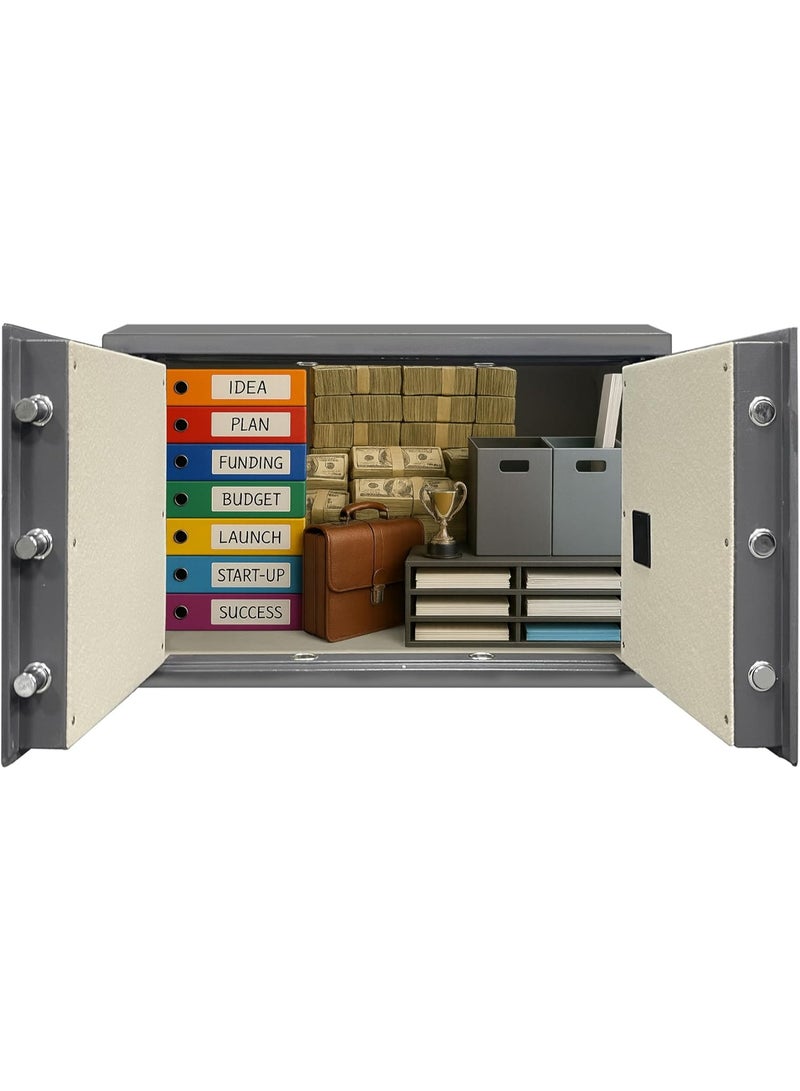 Rubik Double Door Cabinet Safe Box, Digital and Key Lock, for Home Office RB-60BMG Grey (60 X 100 CM)  - Image 4